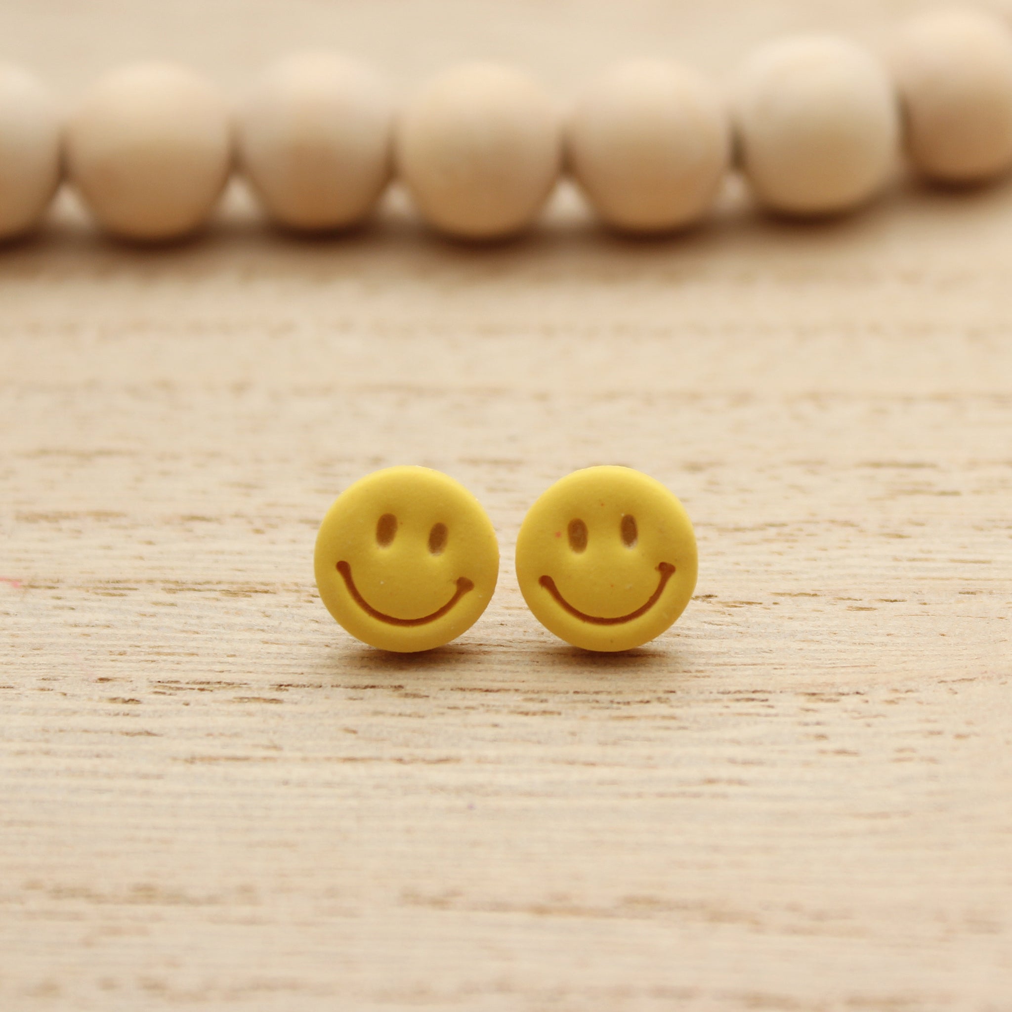 Yellow Smiley Face Stud Earrings