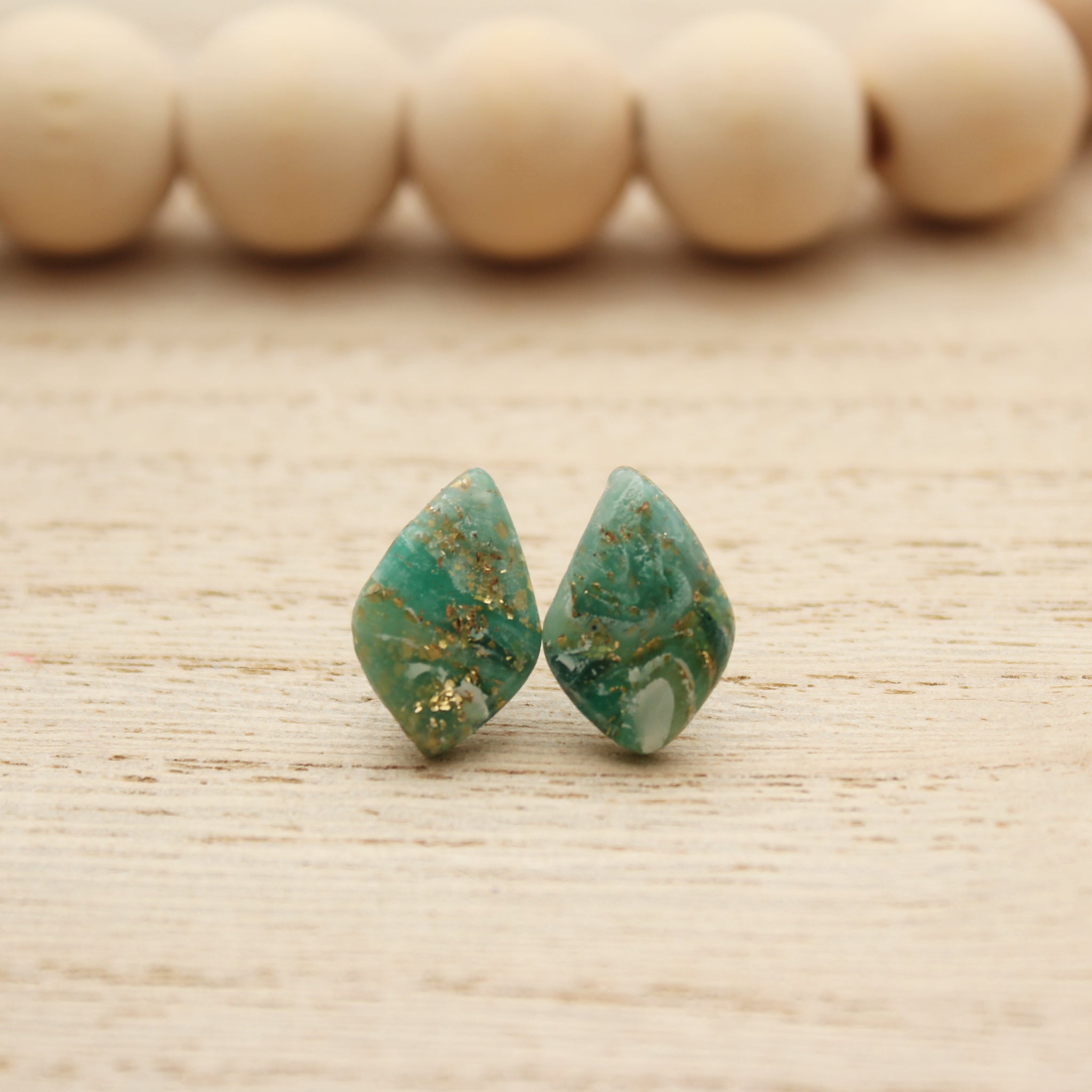 Jade Agate Scrappy Diamond Stud Earrings