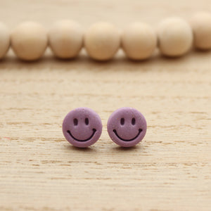 Lavender Smiley Face Stud Earrings