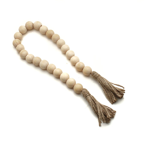 Medium, 16mm Wood Bead Garland - Available in 3 lengths and 3 tassel colors