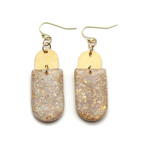 Opal + Gold Arch Dangle Earrings