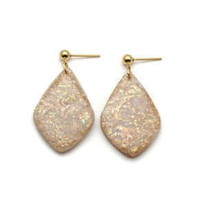 Opal + Gold Diamond Dangle Earrings