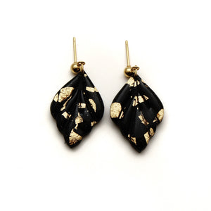 Black and Gold Foil Fawn Dangle Earrings