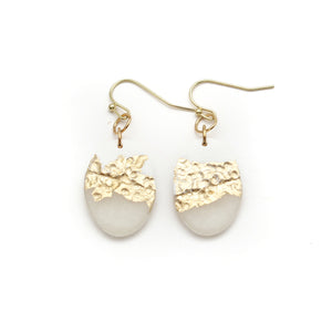 White and Translucent Oval Dangle Earrings