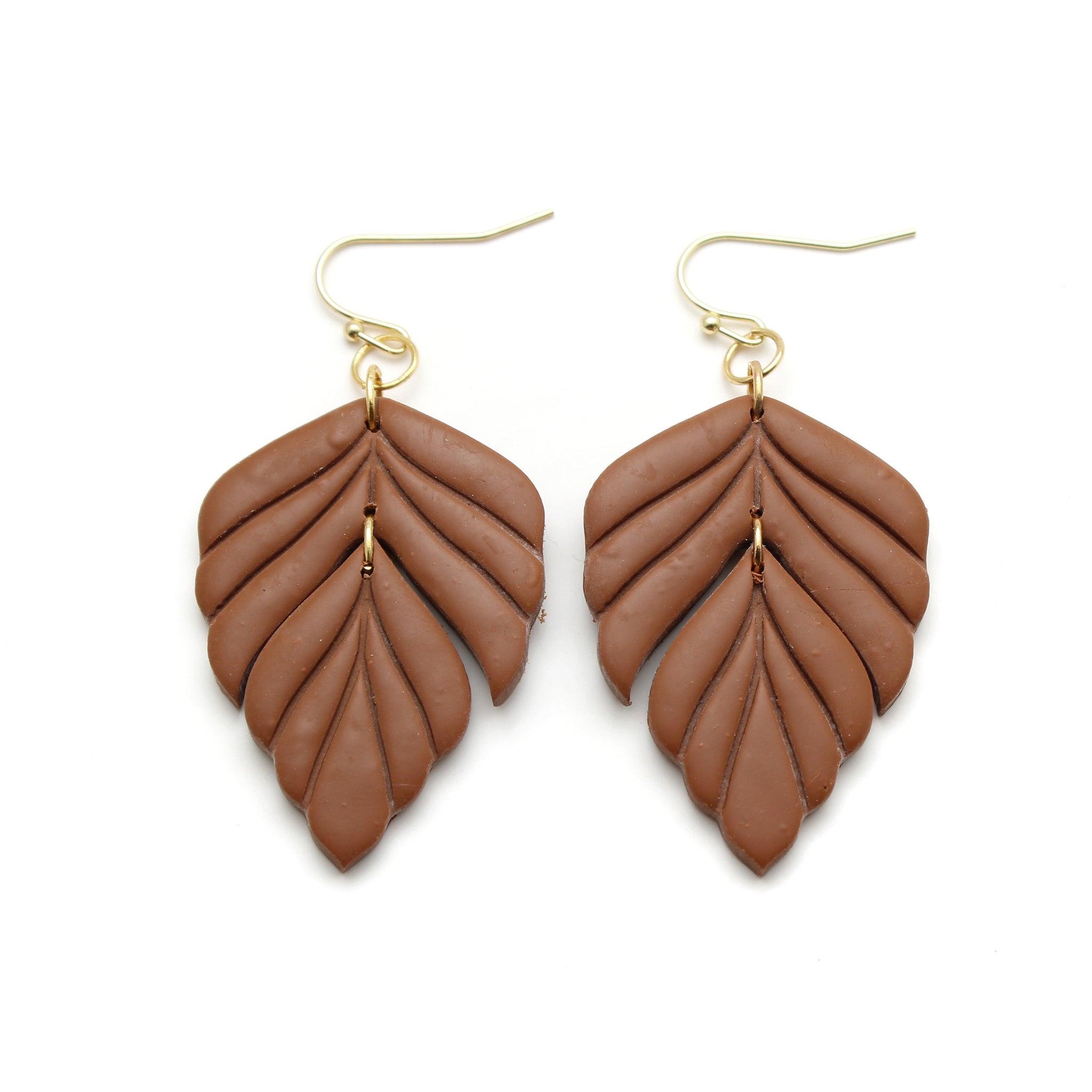 Brown Foliage Dangle Earrings