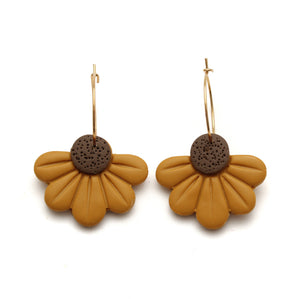Sunflower Hoop Dangle Earrings