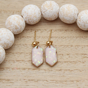 Pink Opal Emerald Dangle Earrings