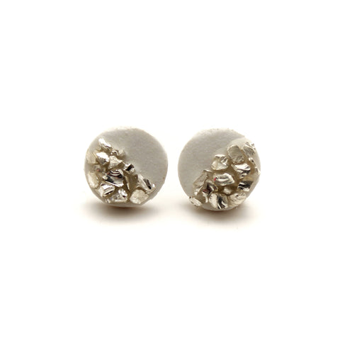 White and Silver Shine Stud Earrings