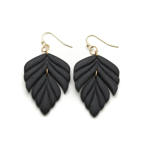 Black Foliage Dangle Earrings