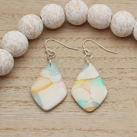 Pastel Watercolor Diamond Dangle Polymer Clay Earrings