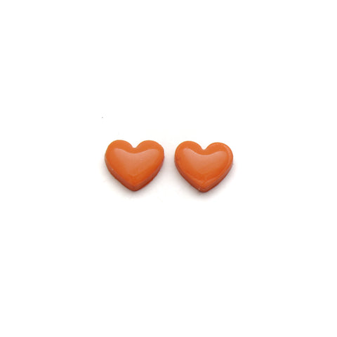 Orange Heart Stud Earrings
