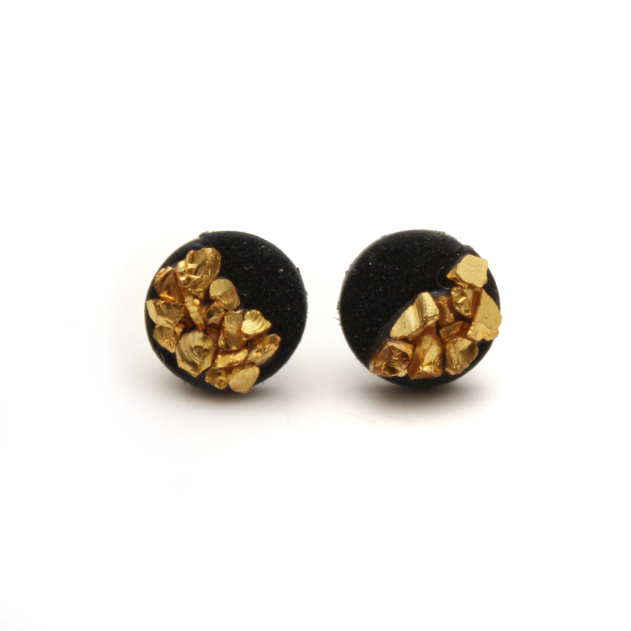 Black and Gold Shine Stud Earrings