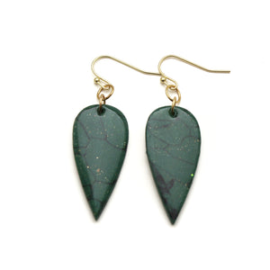 Emerald Marble Teardrop Dangle Earrings