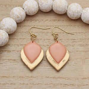 Coral and Gold Harper Dangle Earrings