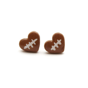 Football Heart Stud Earrings