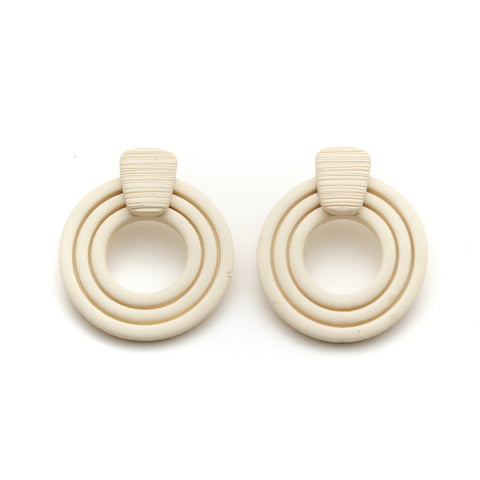 Ivory Extruded Circle Statement Stud Earrings