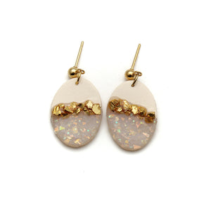 Ivory and Opal Oval Dangle Earrings