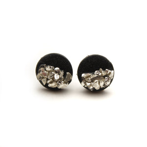 Black and Silver Shine Stud Earrings