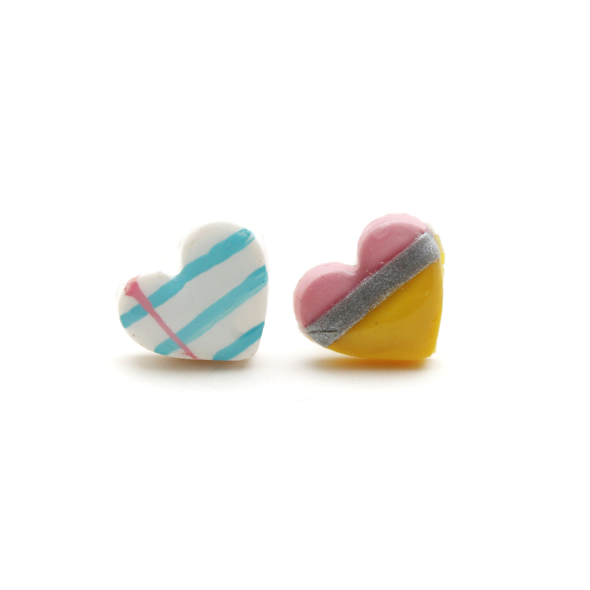 Paper and Pencil Heart Stud Earrings