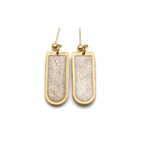 Ivory and Gold Arch Dangle Earrings