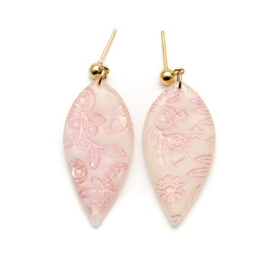 Rose Gold Embossed Translucent Petal Dangle Earrings