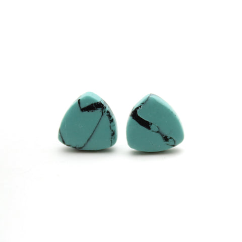 Turquoise Rounded Triangle Stud Earrings