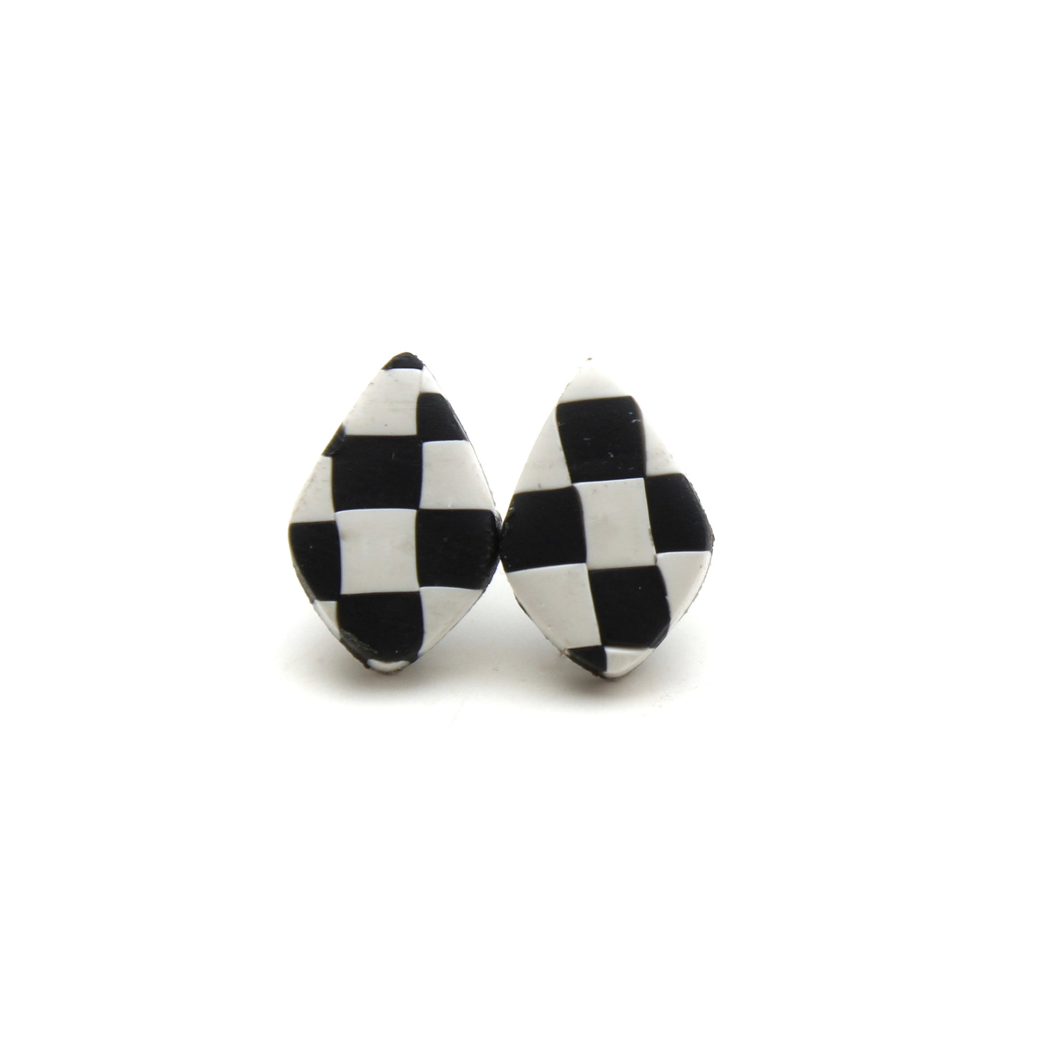Black + White Checkerboard Diamond Stud Earrings