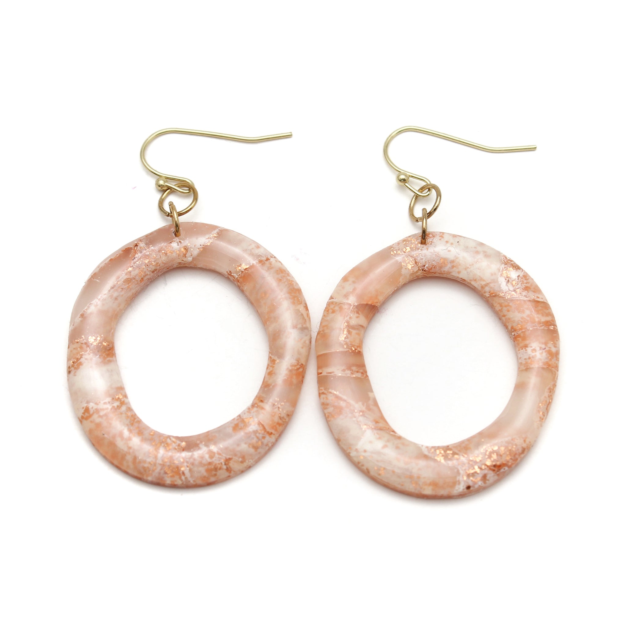 Morganite Marble Organic Donut Dangle Earrings