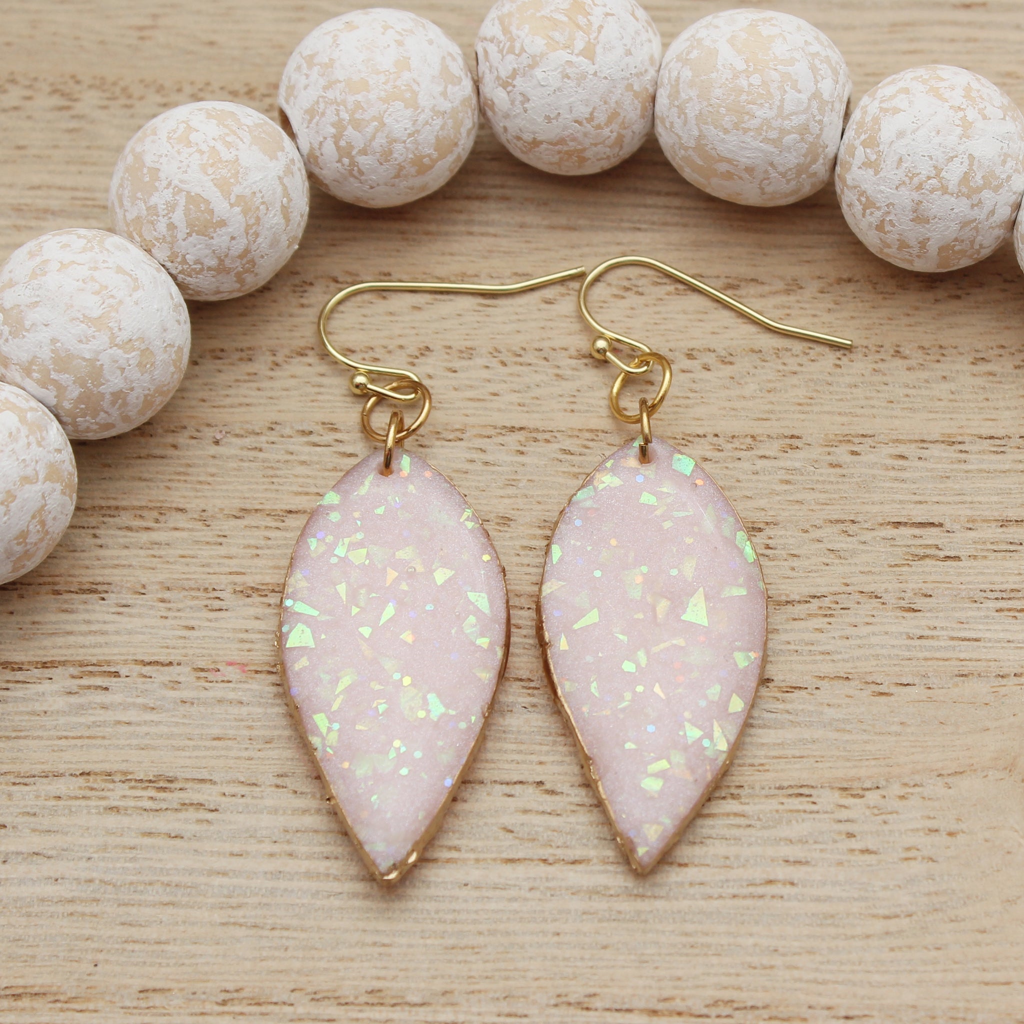 Pink Opal Petal Dangle Earrings