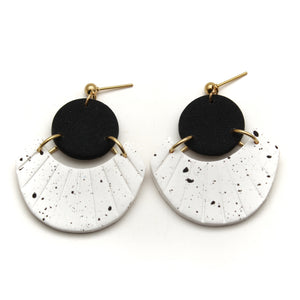 Black + White Fan Dangle Earrings