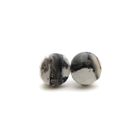 Black + White Marble Circle Stud Earrings