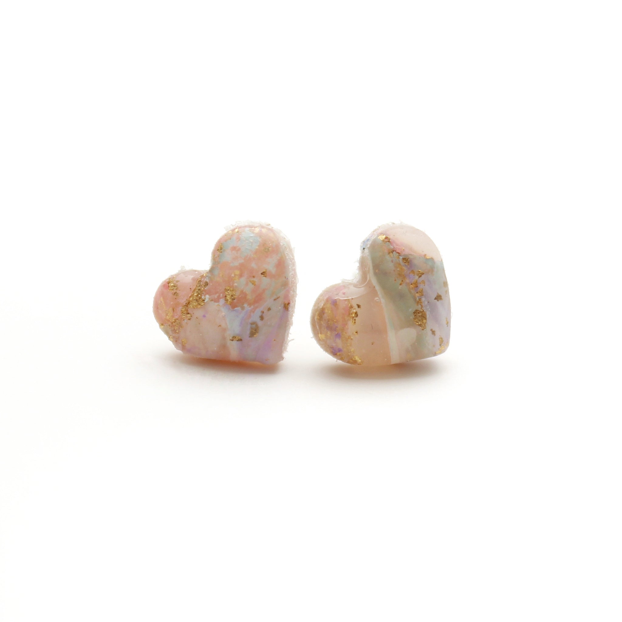 Cotton Candy Heart Stud Earrings