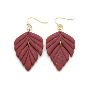 Wine Foliage Dangle Earrings