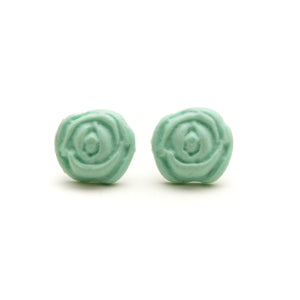 Mint Rose Stud Earrings