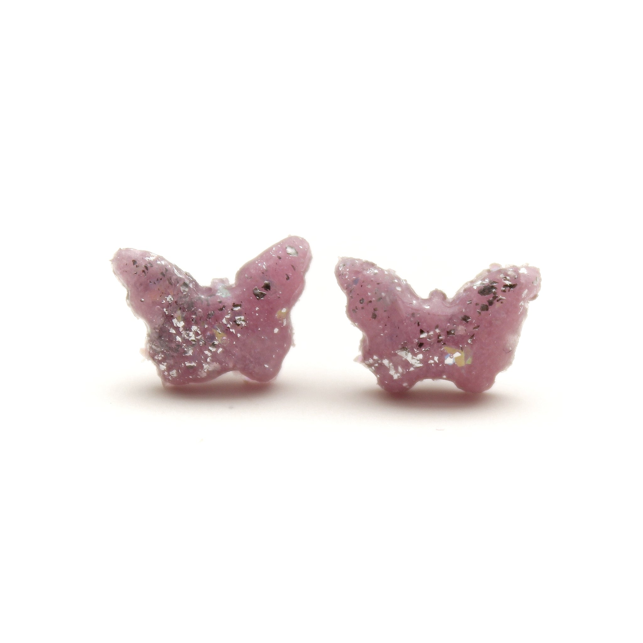 Lilac Sparkle Butterfly Stud Earrings