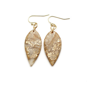 Tan and Gold Translucent Petal Dangle Earrings