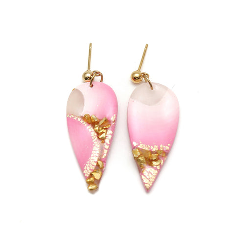 Pink Geode Teardrop Dangle Earrings