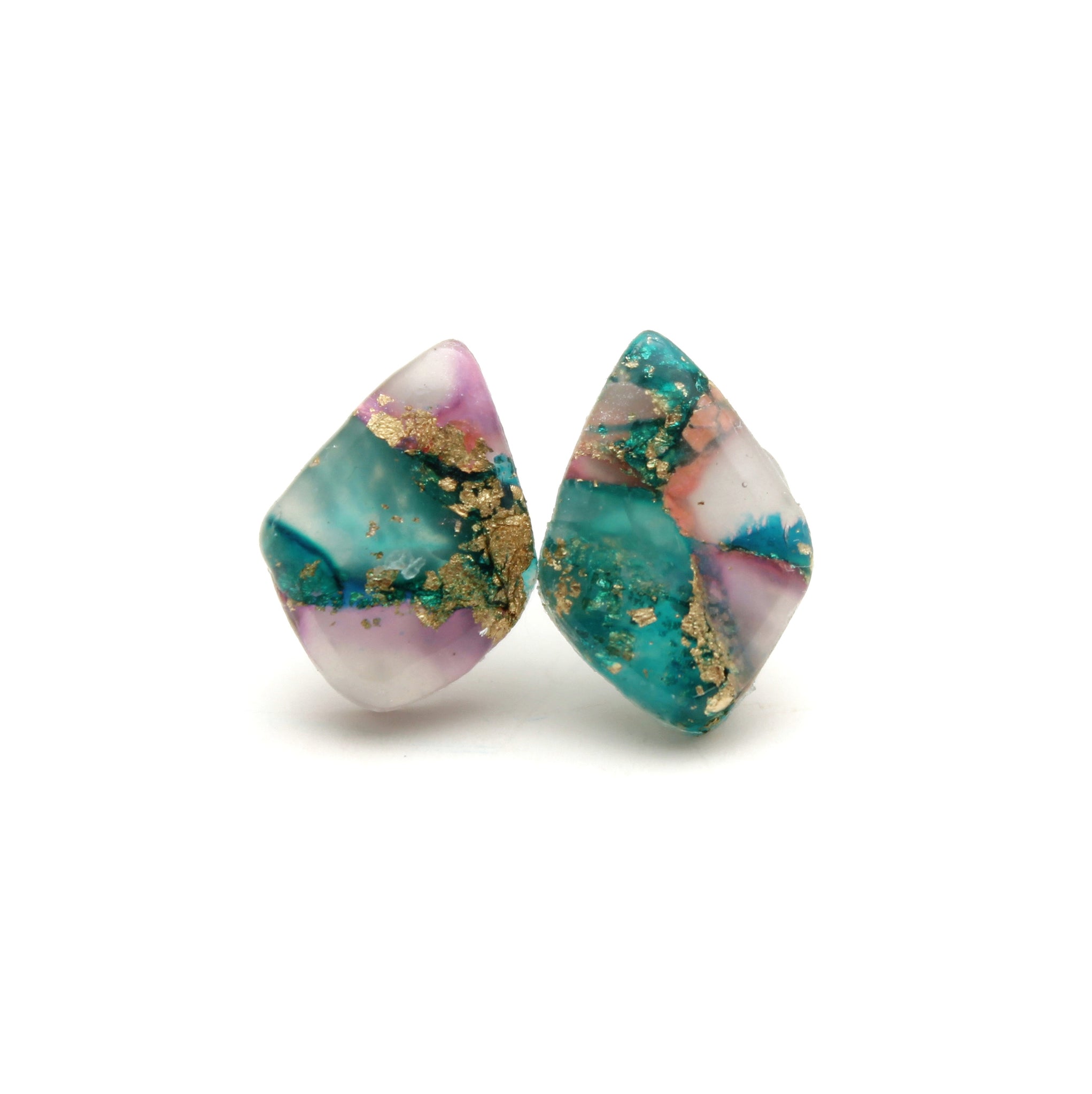 Mermaid Marble Diamond Stud Earrings